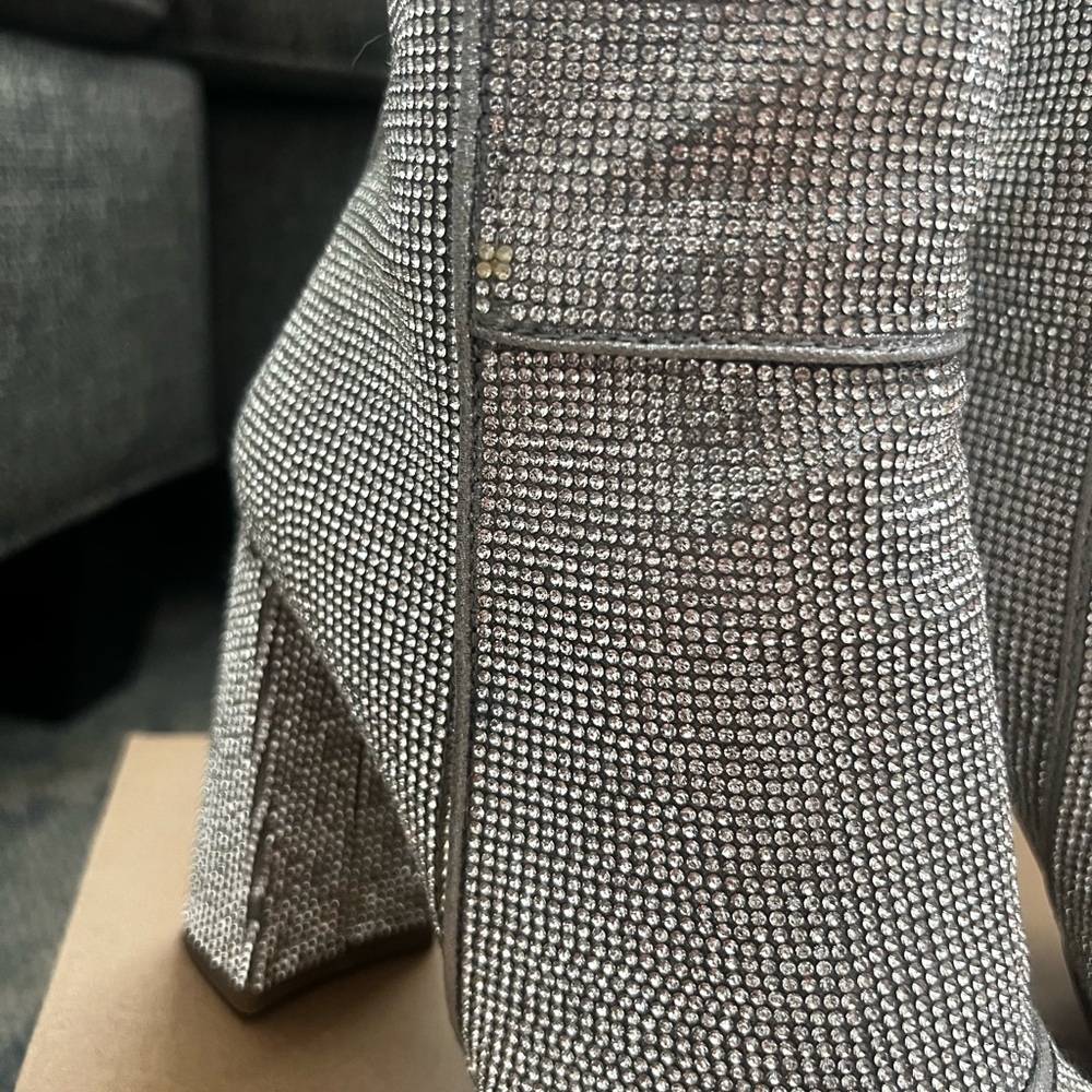 Silver Rhinestone Ankle Boots - Picture 5 of 8